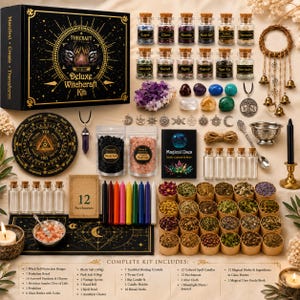 Wicca Starter Kit | Complete Witchcraft Kit with Herbs, Crystals, Candles & Pendulum | Beginner Witch Set | Pagan Altar Supplies