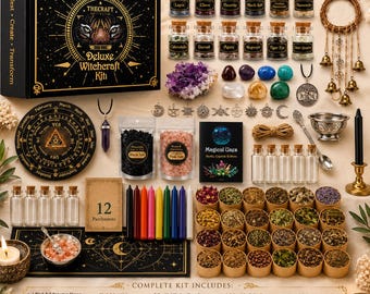 Wicca Starter Kit | Complete Witchcraft Kit with Herbs, Crystals, Candles & Pendulum | Beginner Witch Set | Pagan Altar Supplies