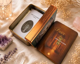 Past Life Oracle Deck – 44 Past Life Guidance Cards | Spiritual Oracle Cards | Karma & Soul Journey Reading | Metal Storage Box
