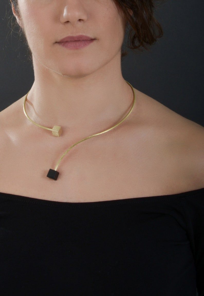 Collar de mujer rígido flexible y ajustable en latón dorado y | Etsy