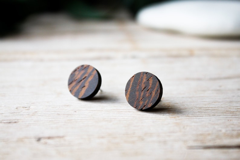 Fake Plug Earrings, Men Stud Earrings, Natural Wood Fake Gauge Earrings