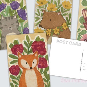 Postkarten Set mit Waldtieren, süße Postcrossing Karten