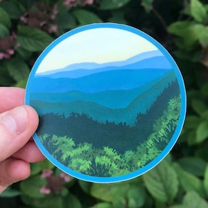 Blue Ridge Mountains Vinyl Sticker, 3&quot; Round Laptop Sticker for Nature Lover