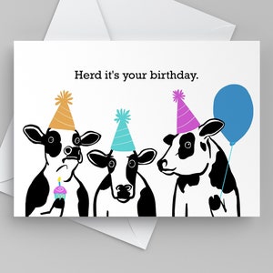Carte d'anniversaire drôle de vache pour un ami, jolie carte de joyeux anniversaire pour lui, carte de groupe, anniversaire de bureau