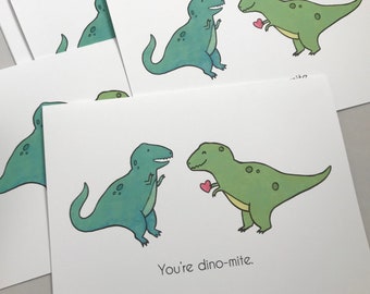 You're Dino-mite Valentine Card Set, Funny I Love You Cards with Dinosaur