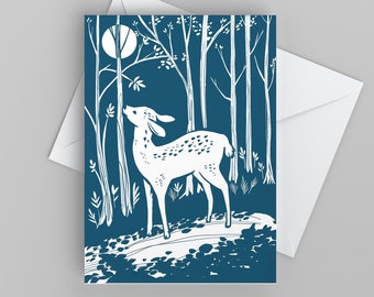 Anytime Card with Fawn, Winter Card for Friend, Card for Nature Lover