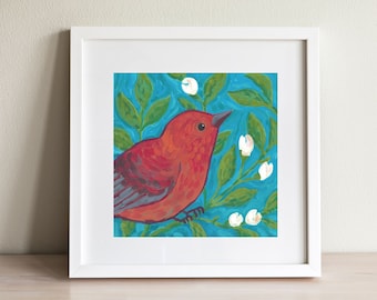 Colorful Bird Wall Art Print, Modern Home Decor, Bird Lover Gift, Nursery Art