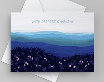 Tarjeta de condolencias con montañas, bonita tarjeta de condolencias por duelo y pérdida