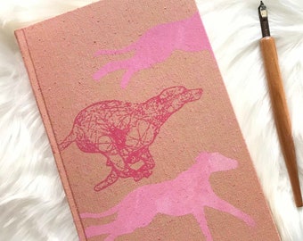 Handmade Journal with Dogs, Handmade Sketchbook, Dog Lover Gift, Writer Journal