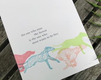 Letterpress Dog Art Print, Original Art, Dog Love Gift