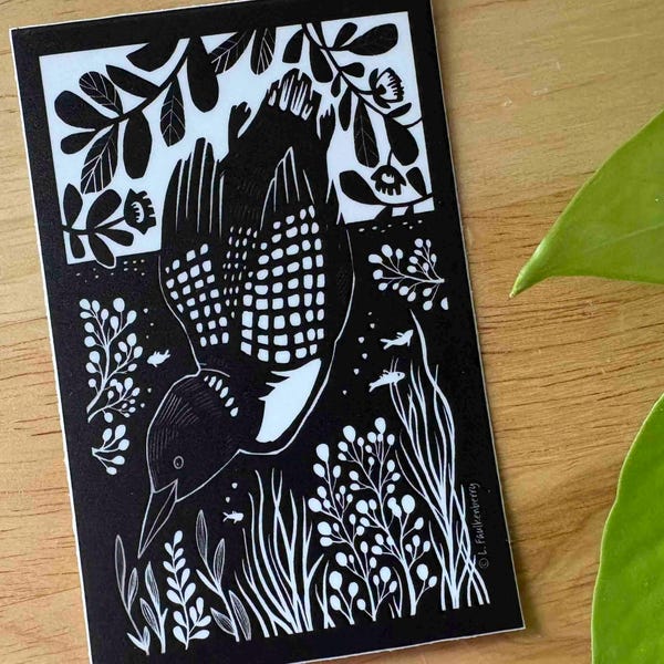 Loon Vinyl Sticker, 4" Laptop Decal, Cute Bird Sticker