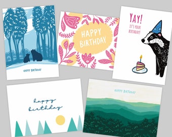 Birthday Card Bundle, Set of 5 or 10 Assorted Happy Birthday Cards for Anyone