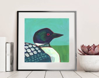 Loon Wall Art Print, Rustic Home Decor for Nature Lover, Bird Lover Gift