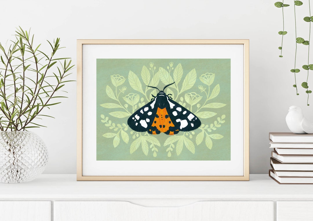 Wall Art Print With Tiger Moth, Colorful Insect Print, Modern Home ...