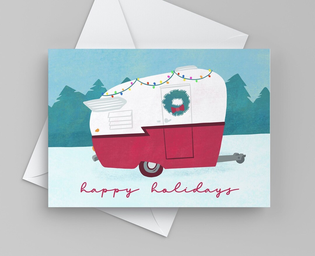 Buy Camper Christmas Card Happy Holidays Handmade Card Nature Online in