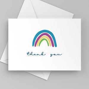 Printable Thank You Card With Rainbow, Instant Download Card Envelope ...