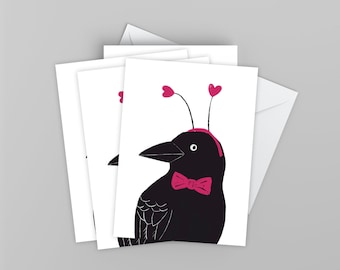 Funny I Love You Cards with Crow, Set of Cute Valentine Cards