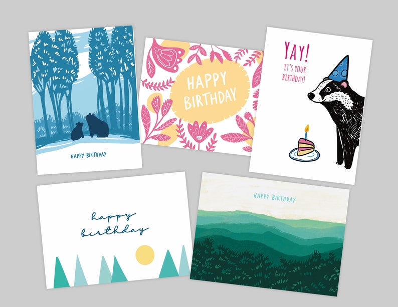Assorted Birthday Card Set, Cute Happy Birthday Cards for Anyone - Etsy