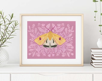 Colorful Moth Art Print, Nursery Wall Art Print, Home Decor Gift for Nature Lover