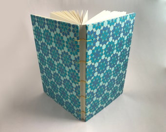 Handmade Journal with Screen-printed Covers, Coptic Style
