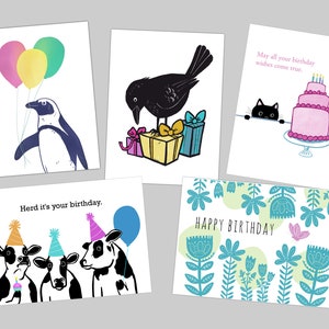 Happy Birthday Card Set, Pack of Colorful Assorted Greeting Cards