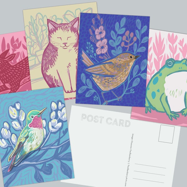 Postcard Set Assortment, Cute Postcrossing Cards, Post Card Gift for Friend