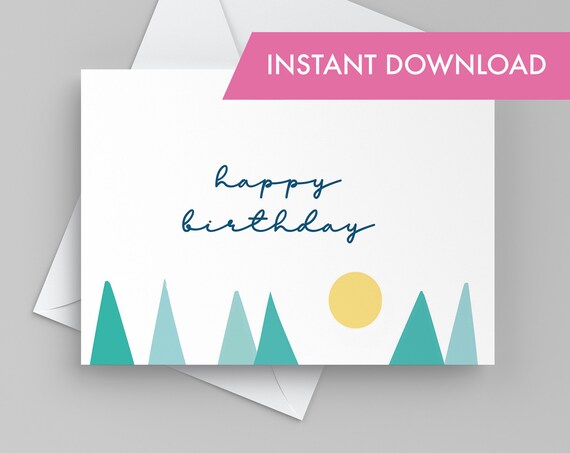 Printable Happy Birthday Card Modern Nordic Birthday Card for - Etsy