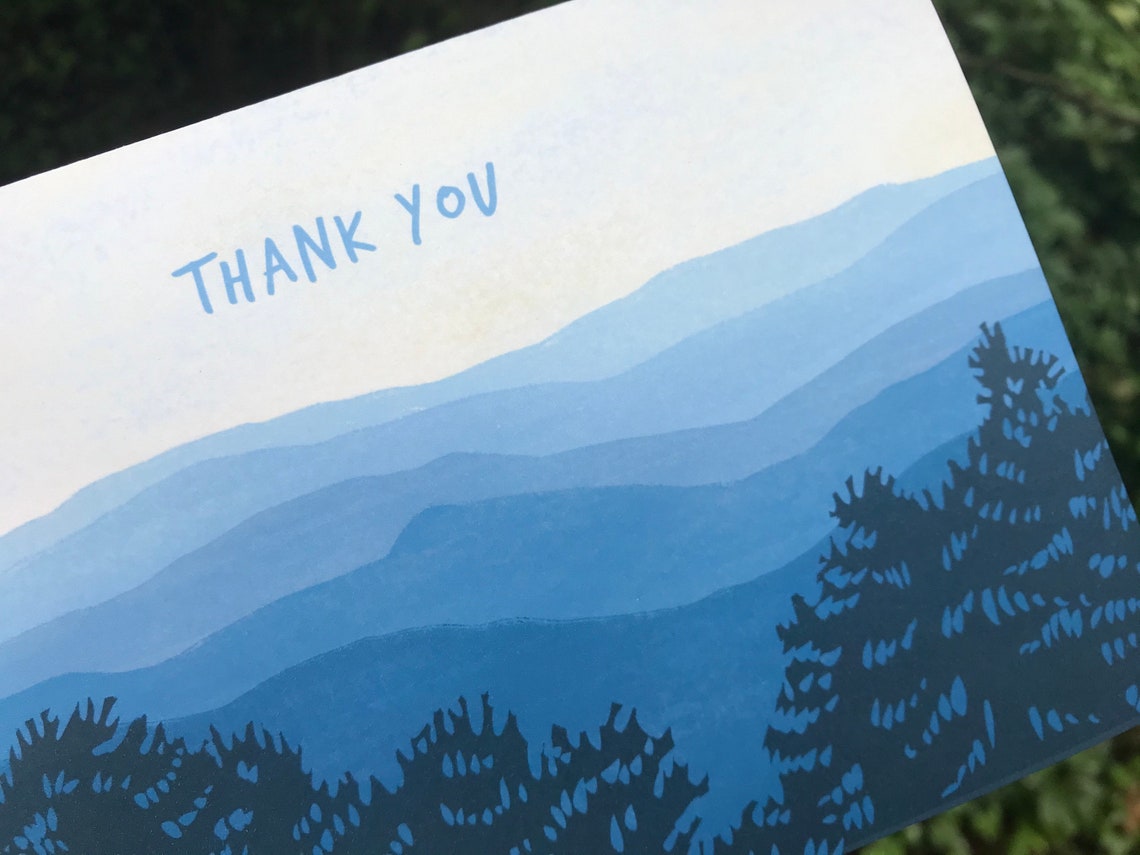 Set of 10 Small Thank You Cards with Mountains / Thank You Etsy