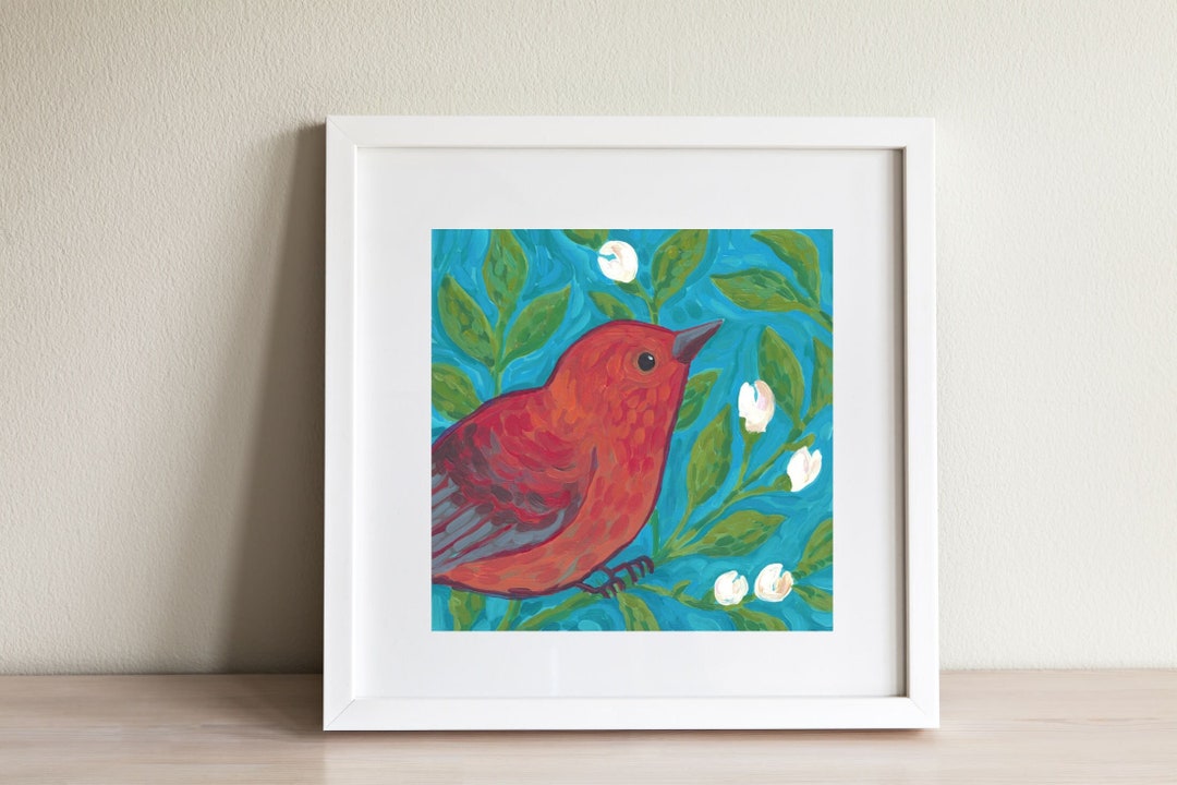 Colorful Bird Wall Art Print, Modern Home Decor, Bird Lover Gift