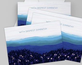 Set of Sympathy & Condolence Cards with Mountain Scene, Pretty Cards for Grief and Loss