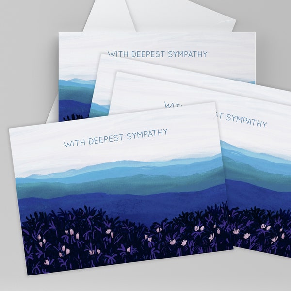 Set of Sympathy & Condolence Cards with Mountain Scene, Pretty Cards for Grief and Loss