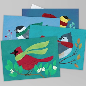 Winter Birds Assorted Cards, Bird Lover Gift, Set of Winter Greeting Cards