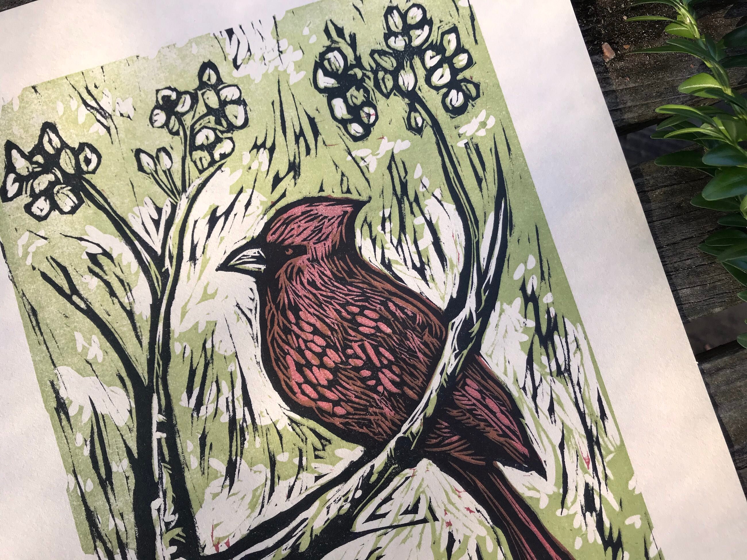 Woodcut Print Bird Art Print Nature Rustic Home Decor | Etsy