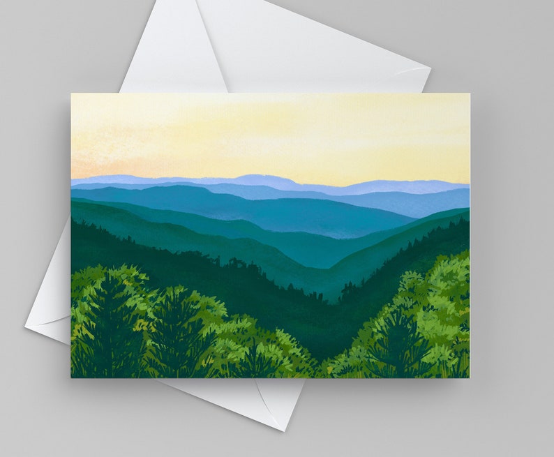 Mountain Note Card Set, Greeting Cards for Nature Lover, Blue Ridge Mountain Cards image 2