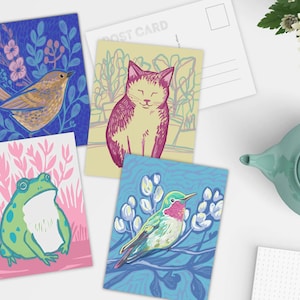 Animal Postcard Assortment, Cute Postcrossing Cards Set of 4
