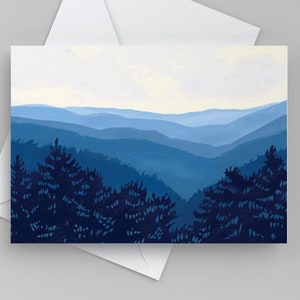 Carte de voeux vierge Smoky Mountain pour toutes les occasions, carte Blue Ridge Scenic Mountain
