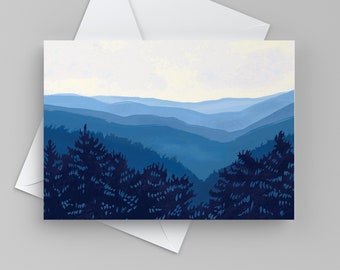 Smoky Mountain Blank Greeting Card for Any Occasion, Blue Ridge Scenic Mountain Card