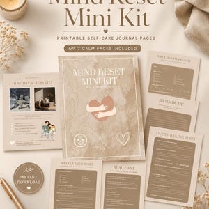 Mind Reset Mini Kit Printable, Self Care Journal Pages, Mental Wellness Planner, Mood Check In, Brain Dump, Overthinking Reset PDF