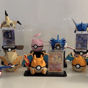 Custom Pokéball Card Display Stand 3D Print | Any Pokémon | PSA CGC One Touch Graded Slab  TCG Collector Gift Made to Order