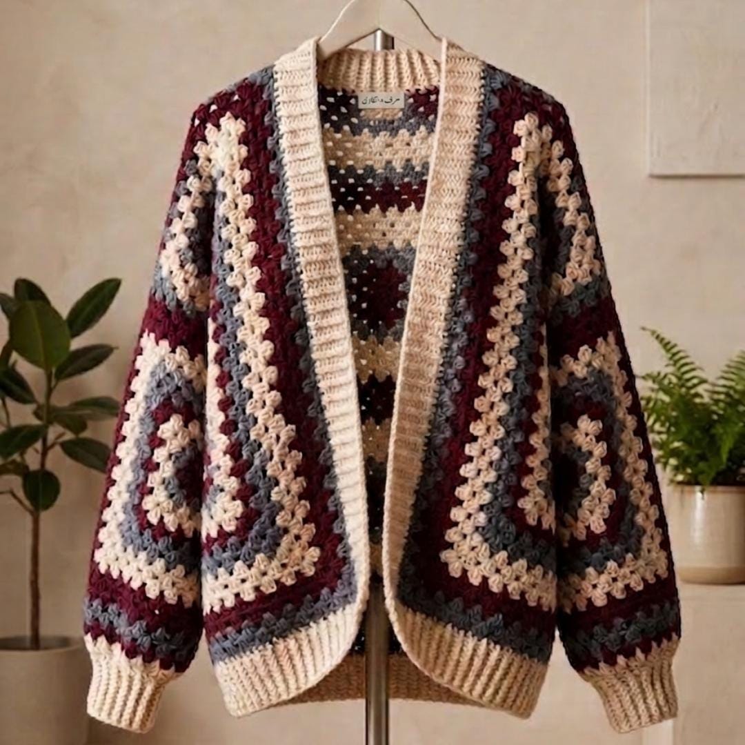 Chunky Hexagon Cardigan Crochet Pattern PDF