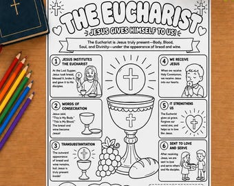 Eucharist Coloring Page Printable, First Communion Catholic Kids ...