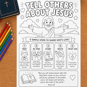 Tell Others About Jesus | Christian Kids Coloring Page Printable | Bible Lesson Craft Activity | Sunday School VBS