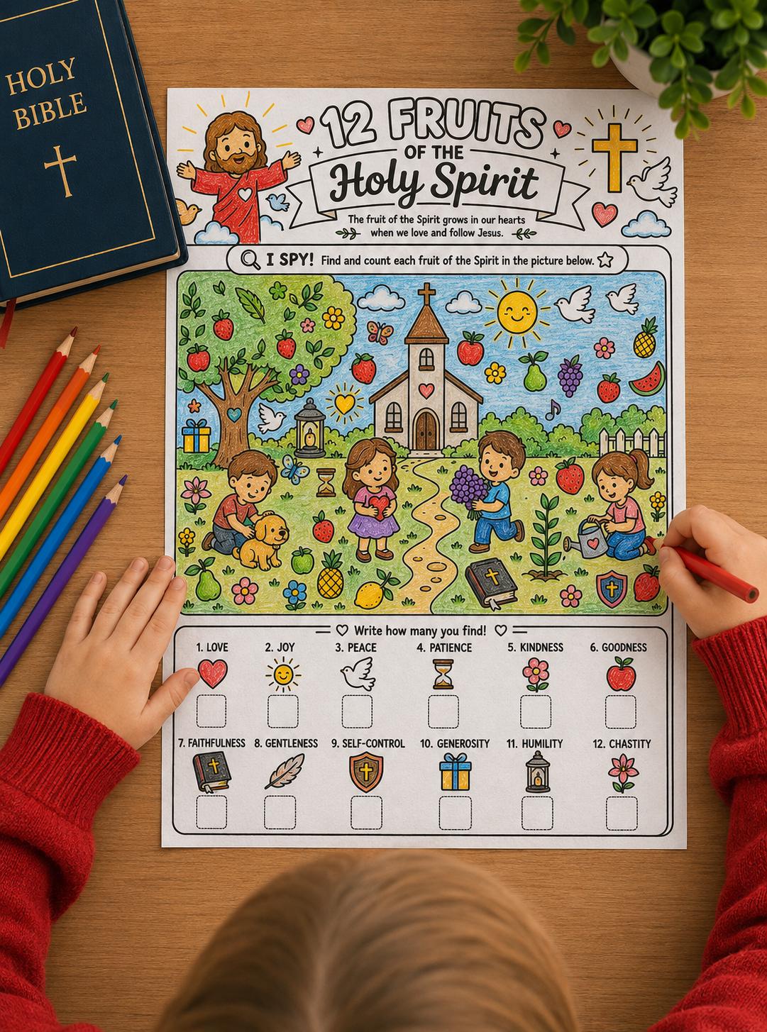 12 Fruits of the Holy Spirit I Spy Activity for Kids | Catholic ...