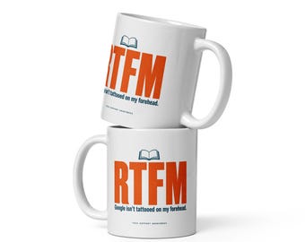 RTFM Mug – Funny Tech Support Gift, Sysadmin IT Helpdesk Coffee Cup, Sarcastic Programmer Humor, Computer Geek Gift, 11oz