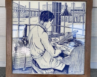 Insegna pubblicitaria di sigari vintage Henri Wintermans 4 piastrelle murali De Sigarenmaker