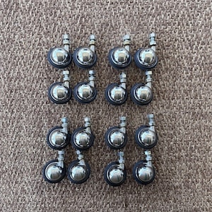 Lot of 16 Vintage Shepherd Ball Casters Chrome Threaded Stem W/Nuts MCM Bulk Set