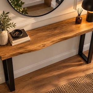 Console en chêne massif | Console d'entrée étroite | Table d'appoint | Chêne naturel | Fabrication artisanale | 80–140 cm