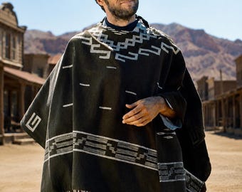 Poncho estilo western inspirado en Clint Eastwood, capa de vaquero al estilo de Por un puñado de dólares, poncho tipo manta western vintage, capa de disfraz de vaquero.