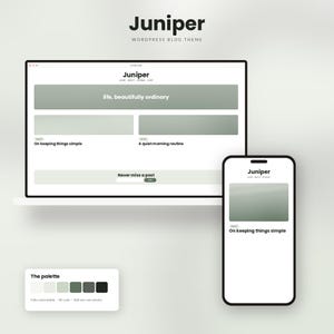 Wacholder WordPress Blog Theme | Minimalistische Website-Vorlage, modernes Blogger-Thema, kein Code, vollständig anpassbar
