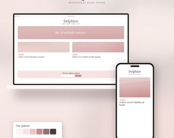 Tema de blog Delphine para WordPress / Plantilla web romántica para bodas, tema femenino para eventos y novias, sin código, personalizable.
